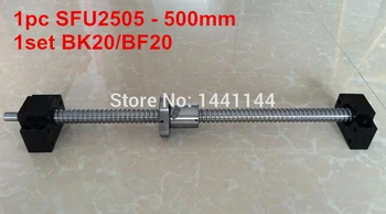 1 шт. шариковый винт SFU2505- 500mm с обработанным концом + 1 комплект опорных деталей BK20/BF20 с ЧПУ 2