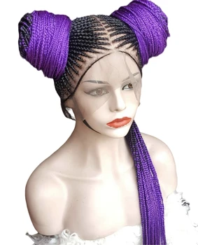 10 Упаковок, Двухцветный цвет Омбре, черный, фиолетовый, Гигантские Косички, Синтетические наращивание волос для Чернокожей Женщины 2