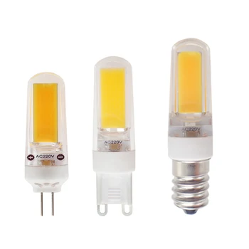 10 шт., светодиодная лампа G4 G9 E14 с регулируемой яркостью 220 В 4 Вт, COB SMD, светодиодное освещение, замена галогенной люстры 7
