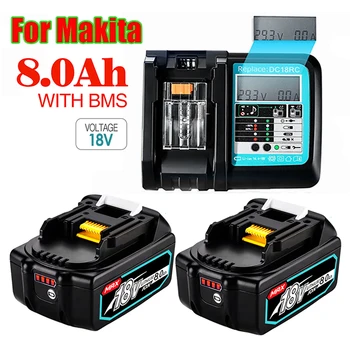 100% оригинальная Аккумуляторная Батарея BL1860 18V 12000mAh Литий-ионная для Makita 18v Battery BL1840 BL1850 BL1860B LXT400 + Зарядное устройство 10