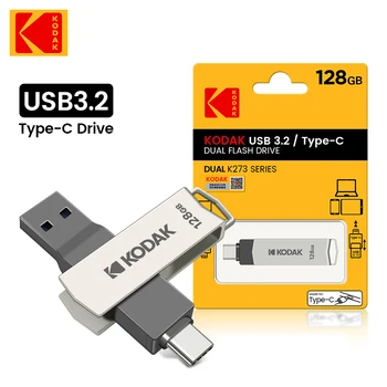 100% Оригинальный KODAK USB3.2 Металлический USB флэш-накопитель K273 USB3.2 Gen1 Type C OTG Флеш-накопитель Высокоскоростной 128 ГБ для автомобильного ноутбука 7