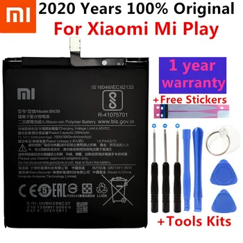 100% Оригинальный Xiao Mi Оригинальный сменный аккумулятор BN39 для Xiaomi Mi Play Аутентичный аккумулятор для мобильных телефонов емкостью 3000 мАч 7