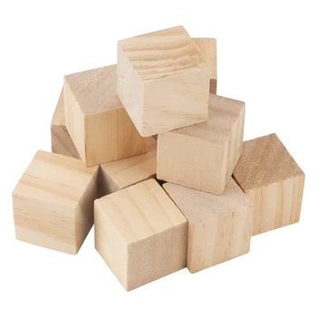 100 шт. Блоки размером 1 X 1 X 1 Дюйм из натурального дерева Незаконченные деревянные блоки для поделок своими руками 6