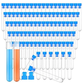 100 Шт Пробирки Пластиковые Аксессуары С Крышками 16 X 100 Мм Прозрачные Пластиковые Пробирки С Колпачками Для Научных Экспериментов. 1
