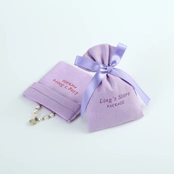 100шт Фиолетовая сумка-ведро из хлопчатобумажной мешковины с лентой, Маленькие мешочки для Свадебной вечеринки, сумка для конфет, Упаковка ювелирных изделий с логотипом на заказ, подарок 16