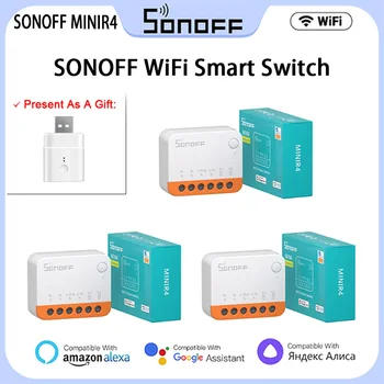 10ШТ Sonoff MINIR4 WiFi Smart Switch 10A Mini Extreme 2-Полосное Управление Реле Умного Дома R5 S-MATE Voice Alexa Alice Google Home 2