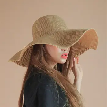 15 см Летние Соломенные Шляпы с большими полями Для женщин, Складная Корейская Женская Пляжная Солнцезащитная шляпа, Женская Солнцезащитная Шляпа для путешествий на открытом воздухе, Солнцезащитный крем, Солнцезащитная Шляпа 9