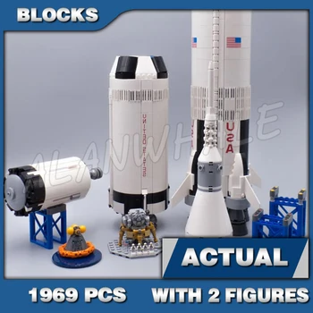 1969 шт. Идеи Ракета Apollo Saturn V 3-ступенчатый космический запуск Посадочный аппарат для Луны 37003 Набор строительных блоков Совместим с моделью 14