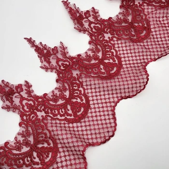 20 ярдов красно-фиолетовой шнуровой ткани с цветочным узором Venise, Венецианская сетка, кружевная отделка, аппликация, швейное ремесло для свадебного украшения 6