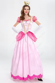 2023 Взрослый костюм принцессы Персик Для женщин, Косплей, Вечеринка, Маскарад на Хэллоуин, Одежда для женщин, Розовое маскарадное платье