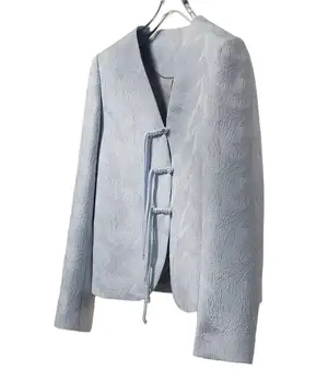 2023 Женская одежда Элегантное пальто с пряжкой в китайском стиле 0811