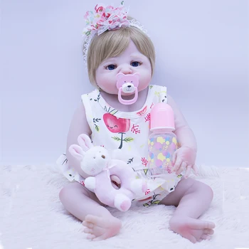 2023 Новая кукла Реборн Маленькая Девочка 55 см, Реалистичная силиконовая кукла со светлыми волосами, Подарок Для Детей, детские игрушки Bebe Surprise lol 4