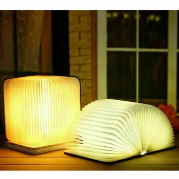 2023 Новый Портативный 3D креативный светодиодный книжный ночник, Деревянная USB-перезаряжаемая Магнитная Складная Настольная лампа для Украшения дома