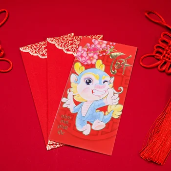 2024 Подарки на удачу Год дракона Красный карманный Фестивальный конверт Конверты вьетнамские 16