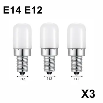 3 шт./лот, 3 Вт, E14, E12, светодиодная лампа для холодильника, Кукурузная лампа для холодильника, 220 В, светодиодная лампа, белый/теплый белый SMD2835, Замена галогенной лампы 9
