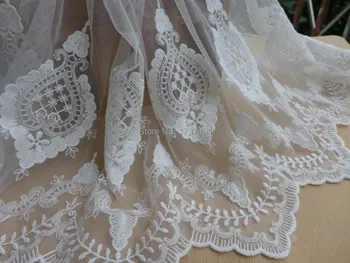 3 Ярда красивой белой тюлевой кружевной ткани с вышивкой в стиле ретро для новобрачных, платья для девочек, одежды, свадьбы своими руками 2