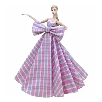30 см Кукольная одежда для Барби Платье Фиолетовое клетчатое Свадебное платье Наряды принцессы Vestidoes 1/6 BJD Куклы Аксессуары Игрушка в подарок