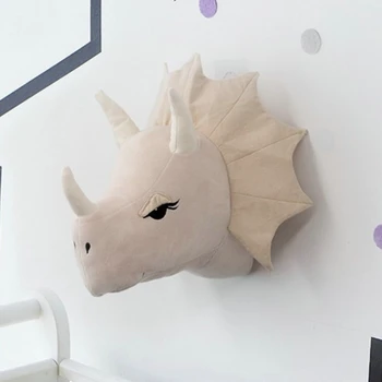3D Мультяшная голова животного, чучело динозавра Для Детской Спальни, Настенный декор для детской комнаты