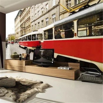 3d фреска beibehang Европейская современная минималистичная гостиная, спальня, персонализированные обои, уличный автобус Англии, 3D фотообои 5