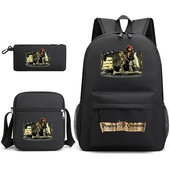 3шт Disney Pirates of the Caribbean Bookbag Детский рюкзак Школьные сумки для мальчиков и девочек, набор сумок на каждый день, Рюкзаки Mochilas