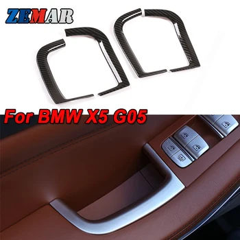4шт ABS Карбоновое Волокно Серебристый Стиль, коробка для хранения дверей автомобиля, декоративная отделка рамы Для новых Аксессуаров BMW X5 G05 2019 2020 6