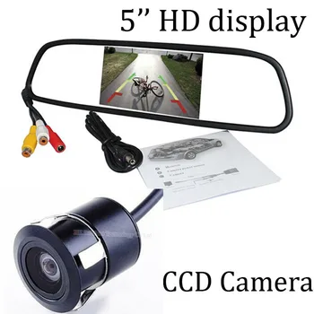 5-Дюймовый HD Зеркальный Монитор DC12V 800*480 DC12V Автомобильный Монитор и противотуманное стекло заднего вида Автомобиля с Обратной Резервной Водонепроницаемой CMOS-камерой