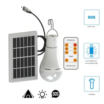 5 режимов 20 COB LED Солнечный свет USB Перезаряжаемая энергетическая лампа для кемпинга на открытом воздухе Солнечная палатка Лампа 6