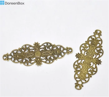 50 шт Doreen Box Филигранная цветочная обертка Соединители с бронзовым покрытием для изготовления ювелирных изделий 