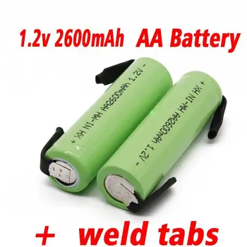 AA 1,2 В 2600 мАч перезаряжаемая батарея Ni MH батарея зеленый корпус Philips электробритва зубная щетка со сварочным наконечником 12