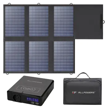 ALLPOWERS Солнечный Powerbank 41600 мАч 200 Вт Портативная Электростанция с солнечной панелью 60 Вт, Выход постоянного тока, USB, USB-C для Кемпингового ноутбука Iphone 1