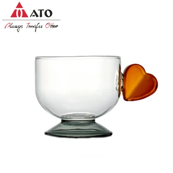 ATO Оптовая продажа Боросиликатная Прозрачная кофейная посуда для напитков Стеклянная чашка с ручкой в форме сердца 1