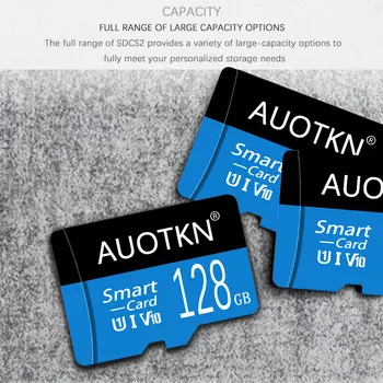 AuoTKN Горячая Продажа Micro SD Карта памяти TF/SD Card 128 г 256 ГБ 512 ГБ Мини SD Карта Class10 Microsd 8 16 32 64 ГБ Флэш-карта Для Камеры 12