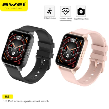 Awei H8 Смарт-часы Мужские женские спортивные фитнес-часы с полным сенсорным экраном, водонепроницаемые Bluetooth-смарт-часы для Android iOS-браслет