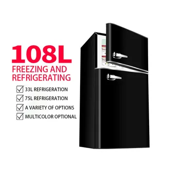 BCD-108 220V 108L Двухдверный маленький холодильник для домашнего офиса с традиционной морозильной камерой, энергосберегающий контроль температуры 6