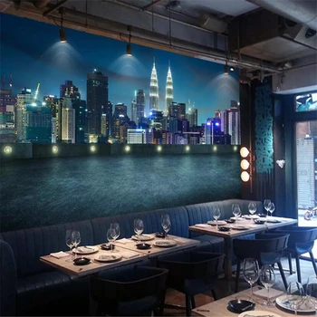 beibehang Обои на заказ papel de parede 3d фотообои современное пространство ночной вид на город обои для рабочего стола ресторана гостиной 2