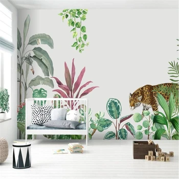 beibehang пользовательские фотообои Тропическое растение тигр обои для гостиной фон домашнего декора обои для спальни 8