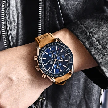 Benyar-2021 Роскошные Мужские кварцевые часы с автоматическим хронографом, Водонепроницаемые Спортивные Модные мужские часы Reloj Hombre 1