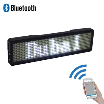 Bluetooth цифровой светодиодный значок DIY программируемое сообщение с прокруткой мини светодиодный дисплей вечеринка событие прозрачный 11 * 55 пикселей светодиодный именной знак 15