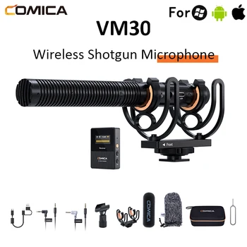 Comica CVM-VM30 VM30 2.4G Беспроводной Конденсаторный Микрофон Supercardioid Shotgun Mic С Регулировкой Усиления и передачей 100 м для Камеры 10
