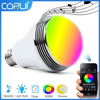 CoRui E27 Умная светодиодная лампа RGB цветная Bluetooth Музыкальные лампы Беспроводное управление Bluetooth 4.0 Музыкальный динамик Таймер 5