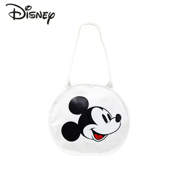 Disney Mickey/ Новая женская сумка, Модная высококачественная круглая сумка, Мультяшная однотонная повседневная универсальная сумка на плечо для девочек