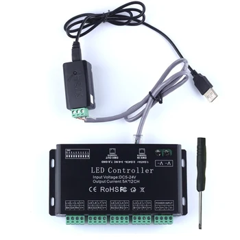 DIY USB DMX512 Контроллер DMX512 программное управление с 12-канальным DMX декодером для DC5V-24V LED RGB LED Strip dimmer driver 1