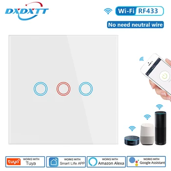 DXDXTT Alexa WiFi Smart Switch Tuya No Neutral Стандарт ЕС Сенсорные Переключатели Smart Life 220 В Работают С Голосовым управлением Google Home 13
