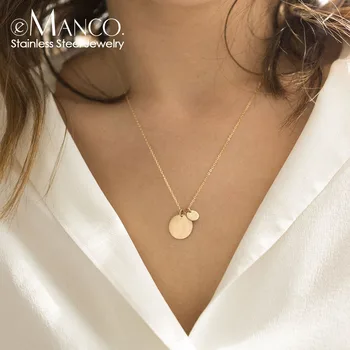 e-Manco Круглое ожерелье с подвеской из нержавеющей стали, ожерелья-чокеры для женщин, модные ювелирные изделия оптом, прямая доставка по индивидуальному заказу 11