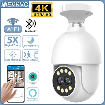 EVKVO 4K 8MP Двухобъективная WIFI Лампа E27 Камера с 8-Кратным Оптическим Зумом Автоматическое Отслеживание 50 М Цветная IP-камера Видеонаблюдения Ночного Видения iCSee 11