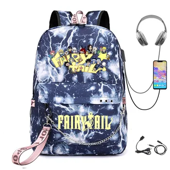 Fairy Tail Школьная сумка для подростков с принтом аниме, Детский рюкзак, USB-сумка, сумка для мальчиков и девочек, сумка для отдыха, дорожная сумка на открытом воздухе