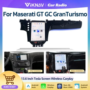 GPS-навигация с экраном Android Tesla для Maserati GT GC Grantismo 2007-2017 13,6-дюймовый беспроводной приемник Carplay, стереоплеер 10