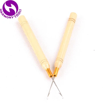 HARMONY, 1 шт., деревянная ручка, крючок, игла или петля, нитевдеватель для микроинструментов для наращивания волос 8