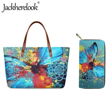 Jackherelook Модные сумки для девочек, Трендовое искусство, сумка-тоут с принтом бабочки для женщин, Индивидуальная сумка на плечо, наборы кошельков 15