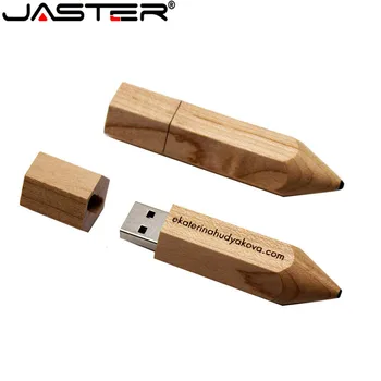 JASTER бесплатный пользовательский логотип Деревянный карандаш USB флэш-накопитель U диск креативный подарок флешка 4GB 16GB 32GB 64GB memory stick оптом